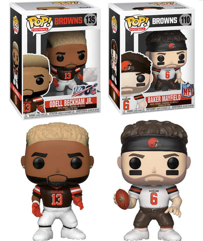 Funko Baker Mayfield Odell Beckham Jr Bundle Cleveland Browns NFL Pop Vinyl Figures (with Shield Protectors) New Rare Limited Collector Edition Holiday 2019 Ultimate Gift for Your Favorite Browns Fan