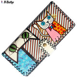 Printing Cartoon cat wallets women clutch wallet, fashion female purse PU leather lady purse Antique National wind change purse