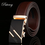 PATEROY Belt Men Top Quality Genuine Luxury Leather Belts for Men Designer Strap Male Automatic Buckle Waistband Cinto Masculino