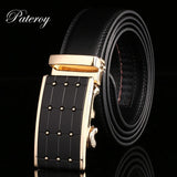 PATEROY Belt Men Top Quality Genuine Luxury Leather Belts for Men Designer Strap Male Automatic Buckle Waistband Cinto Masculino