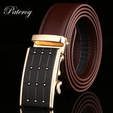 PATEROY Belt Men Top Quality Genuine Luxury Leather Belts for Men Designer Strap Male Automatic Buckle Waistband Cinto Masculino