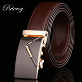 PATEROY Belt Men Top Quality Genuine Luxury Leather Belts for Men Designer Strap Male Automatic Buckle Waistband Cinto Masculino