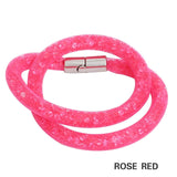 Shineland 2018 New Hot Sale Fashion Style Bracelets Double Mesh Full Crystal Magnetic Clasp Wrap Bracelet Charm Women Bangle