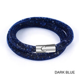 Shineland 2018 New Hot Sale Fashion Style Bracelets Double Mesh Full Crystal Magnetic Clasp Wrap Bracelet Charm Women Bangle