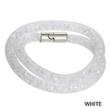 Shineland 2018 New Hot Sale Fashion Style Bracelets Double Mesh Full Crystal Magnetic Clasp Wrap Bracelet Charm Women Bangle