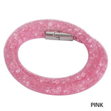 Shineland 2018 New Hot Sale Fashion Style Bracelets Double Mesh Full Crystal Magnetic Clasp Wrap Bracelet Charm Women Bangle