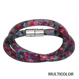 Shineland 2018 New Hot Sale Fashion Style Bracelets Double Mesh Full Crystal Magnetic Clasp Wrap Bracelet Charm Women Bangle