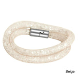 Shineland 2018 New Hot Sale Fashion Style Bracelets Double Mesh Full Crystal Magnetic Clasp Wrap Bracelet Charm Women Bangle