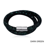 Shineland 2018 New Hot Sale Fashion Style Bracelets Double Mesh Full Crystal Magnetic Clasp Wrap Bracelet Charm Women Bangle