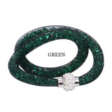 Fashion Jewelry Handmade Bracelets Women Charm Rhinestone Double Mesh Full Crystal Magnetic Slimming Clasp Wrap Bangle Jewelry