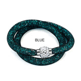 Fashion Jewelry Handmade Bracelets Women Charm Rhinestone Double Mesh Full Crystal Magnetic Slimming Clasp Wrap Bangle Jewelry
