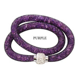 Fashion Jewelry Handmade Bracelets Women Charm Rhinestone Double Mesh Full Crystal Magnetic Slimming Clasp Wrap Bangle Jewelry