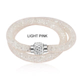 Fashion Jewelry Handmade Bracelets Women Charm Rhinestone Double Mesh Full Crystal Magnetic Slimming Clasp Wrap Bangle Jewelry