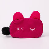 Cute Lady Cosmetic Bag Cat Hairball Zipper Pouch Travel Toiletry Storage Bag Pouch Women Trip Makeup Bag