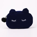 Cute Lady Cosmetic Bag Cat Hairball Zipper Pouch Travel Toiletry Storage Bag Pouch Women Trip Makeup Bag