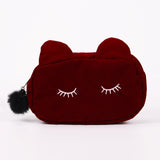 Cute Lady Cosmetic Bag Cat Hairball Zipper Pouch Travel Toiletry Storage Bag Pouch Women Trip Makeup Bag
