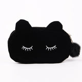 Cute Lady Cosmetic Bag Cat Hairball Zipper Pouch Travel Toiletry Storage Bag Pouch Women Trip Makeup Bag