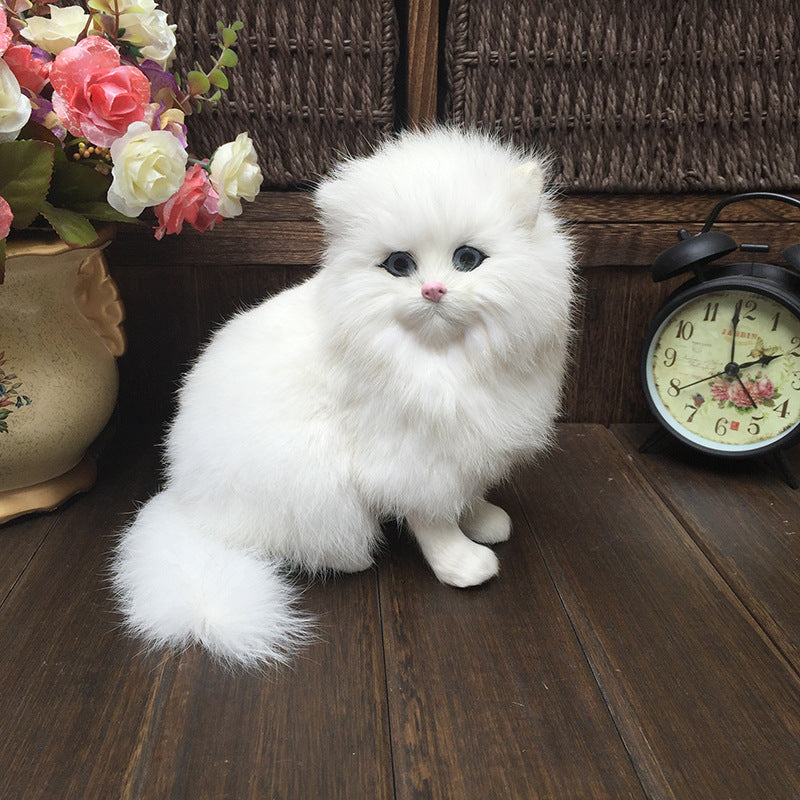 white plush cats lifelike crouching animals models handmade realistic persian cat dolls children plush toys home decoration gift