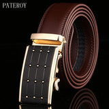 PATEROY Belt Men Top Quality Genuine Luxury Leather Belts for Men Designer Strap Male Automatic Buckle Waistband Cinto Masculino