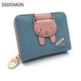 Women cute cat wallet small zipper girl wallet brand designed pu leather women coin purse female card holder wallet billetera