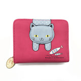Women cute cat wallet small zipper girl wallet brand designed pu leather women coin purse female card holder wallet billetera