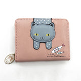 Women cute cat wallet small zipper girl wallet brand designed pu leather women coin purse female card holder wallet billetera
