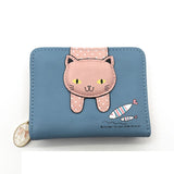 Women cute cat wallet small zipper girl wallet brand designed pu leather women coin purse female card holder wallet billetera
