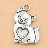 10pcs Mixed Tibetan Silver Plated Animals I Love My Cat Charms Pendants Jewelry Making Diy Charm Handmade Crafts m025