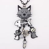 Cat Necklace With Fish Charms