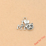 10pcs Mixed Tibetan Silver Plated Animals I Love My Cat Charms Pendants Jewelry Making Diy Charm Handmade Crafts m025