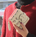 Tassel cartoon cat women wallet printing PU Leather women walelt brand designed coin purse female card holder cute girl wallet