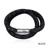 Shineland 2018 New Hot Sale Fashion Style Bracelets Double Mesh Full Crystal Magnetic Clasp Wrap Bracelet Charm Women Bangle