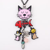 Cat Necklace With Fish Charms