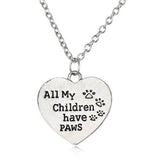 Cat Lover Necklace "All My Children Have Paws" Pendant